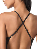 Michael Michael Kors Womens Lace Cross Back One Piece Swimsuit Black / Brown 6