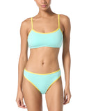 Kate Spade Womens Contrast-Trim Bralette Bikini Top Low Tide Blue S