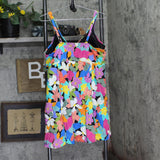 Swim Solutions Bow-Front Swimdress One Piece Swimsuit Floral Frenzy Blue 24W