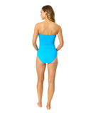 Anne Cole Womens Live in Color Twist Front Bandeaukini Swim Top Ocean Blue M