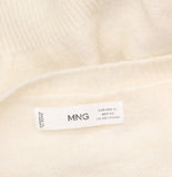 Mango Womens Wool Blend Peanut Ruffle Sweater 17017728-05 Beige Off White XL
