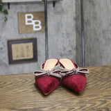 A New Day Gwen Rhinestone Bow Velvet Kitten Heels 94656735 Burgundy Red 6M