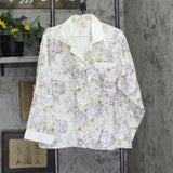 Barbizon Womens Vintage Satin Floral 2-Piece Pajama Set White Multi XL