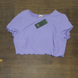 Wild Fable Wome's Ruffle Detail Ribbed Short Sleeve Cropped Rashguard PID-604411