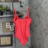 Shade & Shore Womens Shirred Full Coverage One Piece Swimsuit Coral Red 24