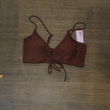 Wild Fable Women's Lace-Up Longline Bikini Top W926WZ Brown L
