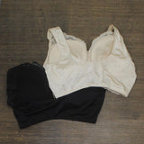 Rhonda Shear Womens LOT OF 2 Pin Up Bras Lace Trim 678556 Black / Nude XL