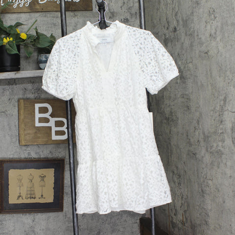 Cece Womens V-Neck Babydoll Tiered Dress 7023936 New Ivory Off White S