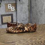 A New Day Tasmin Velvet Crisscross Strap Flats 94568227 Leopard Brown 7M