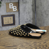 A New Day Channing Studded Slip-On Mule Flats 91636456 Jet Black / Gold 8M