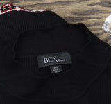 BCX Juniors Sweater Combo Tweed-Skirt Long Sleeve Dress Black / Red Multi 2XL