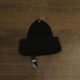 Inc International Concepts Womens Faux Fur Cuff Ribbed Knit Beanie Black