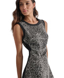 DKNY Petite Colorblocked Fit Flare Sleeveless Cocktail Dress Black / White 10P