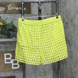 Dotti Cotton Openwork Dot Drawstring-Waist Cover Up Shorts Citrine Green XL