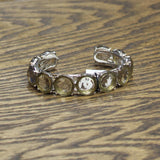 White House Black Market Stone Open Cuff Bracelet Silver Gray / Yellow 3"