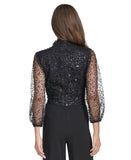 Halston Womens Sequined Embellished Jumpsuit HD4I1AUL Black 16