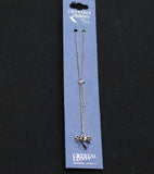 Crystale by L & J Dragonfly Pendant Crystal Anklet Silver Gray / Black 8" + 1.5"