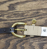 Womens Charm Crosshatch Leather Belt Birch Tan Brown XL