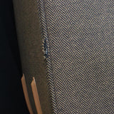 London Fog Herringbone Expandable Spinner Suitcase Luggage Navy Brown 24"