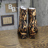 A New Day Block Heel Ankle Boots with Memory Foam Tiger Print Brown Multi 7M