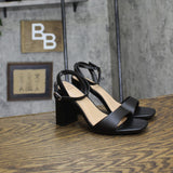 A New Day Womens Haley Ankle Strap Single Band Flare Heels 92562636 Black 6.5M