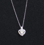Halo Heart Crystal Pendant Necklace Silver Gray / Clear 15.5" + 3"