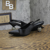 A New Day Simone Rhinestone Ball Slingback Heels 94660895 Black 7.5M