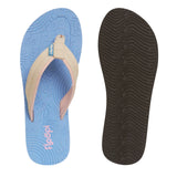 Floopi Women Durable EVA Floral Textured Flip Flops Blue 6M