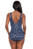 Miraclesuit Soft Cup Tummy Control One Piece Swimsuit Midnight Blue / White 8