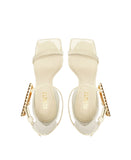 Schutz Womens Heeled Patent Leather Ciara Sandal Pearl Off White 10B