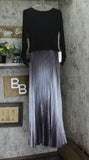 Betsy & Adam Ruched 3/4 Sleeve Pleated Ombre Skirt Dress Gown Black / Silver 8