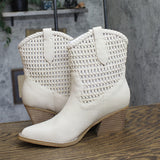 DV Dolce Vita Leather Pull-On Pointed Toe Western Booties Ivory Off White 8M