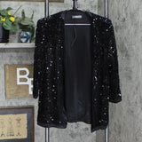 Allegra K Womens Sequin Cardigan Christmas 3/4 Sleeve Open Front a22042500ux0339