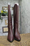 A New Day Womens Rhonda Under Knee Heeled Boots 94637580 Burgundy Brown Red 6M