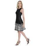 DKNY Womens Embroidered Mesh Sleeveless Fit Flare A-line Dress Black / Ivory 2