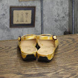 Bruno Magli Womens Vintage Leather Low Wedge Strap Sandals Yellow 6B