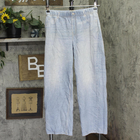 Anybody Printed Denim-Effect French Terry Pants A700607 Light Wash Blue PS