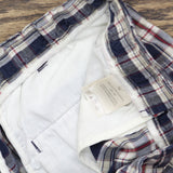 Haggar Mens Cotton Elastic Waist Casual Shorts Blue Red Plaid 42