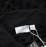 Dotti Womens Cotton Openwork Dot Cover-up Beach Shirt Roll Tab Sleeve Black S