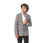 Elie Balleh Big Boys Slim Fit Blazer Suit Jacket Coat Cayenne Gray Plaid 6