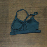 All in Motion Womens Soft Cup Strappy Cross Back Sports Bra Blue Green S