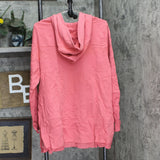 Logo By Lori Goldstein Womens French Terry Open Front Hoodie Coral Petal Pink L