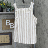 LC Lauren Conrad Womens Woven Tie Shoulder Strap Tank Top Brown Stripe 1X
