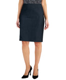 Anne Klein Womens Dressy Denim Back-Zip Skirt 10903569 Navy Blue 12
