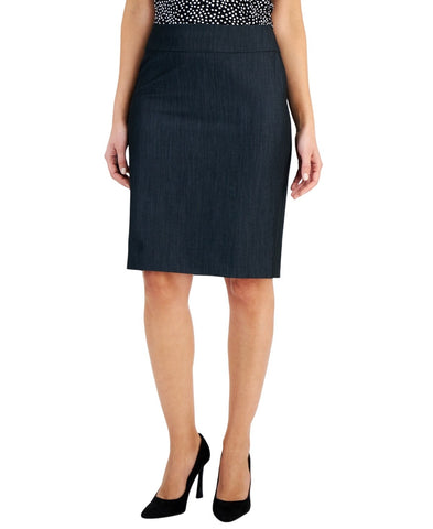 Anne Klein Womens Dressy Denim Back-Zip Skirt 10903569 Navy Blue 12