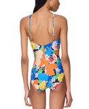 Kate Spade Womens High Neck One-Piece Swimsuit S5D231 Multi Blue L