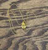 MCYS Womens Fashion Gem Teardrop Pendant Necklace Gold / Yellow 17"