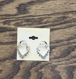 Ear Sense Womens Fashion Dangly Heart Hoops Engraved Earrings Silver Gray 1"