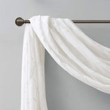 Madison Park Sheer Curtain Scarf Irina Embroidered Kitchen White 50x216