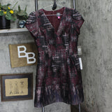 Vince Camuto Women's Jacquard Fit & Flare Puff-Sleeve Dress Wine Red Multi 12